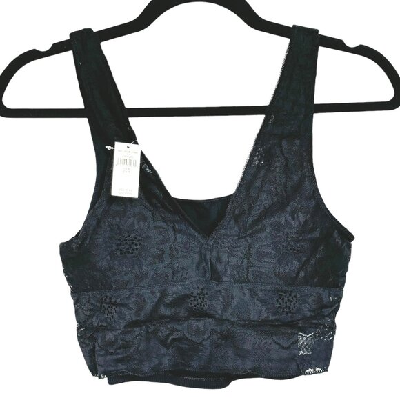 Aerie Black Lace & Ribbed Bralette With Deep V-Neck For Women - Size M - Picture 1 of 3